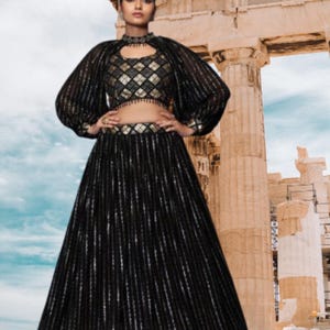 Black Lehenga Choli Set  Wedding Lahenga For Women Embroidered Lehenga Traditional Wear Indian Outfit