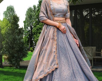 Sky Blue Lehenga Choli Set For Women Festive Reception Wear Outfit