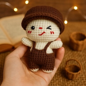Crochet keychain boy amigurumi handmade doll, cute chibi crochet keyring, kawaii plush toy gift, crochet bag charm accessory