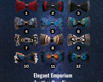 Handcrafted Feather Bow Ties