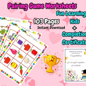 Printable Kids Pairing Game: Fun Matching & Memory Activity (PDF Download A4/US Letter Size)