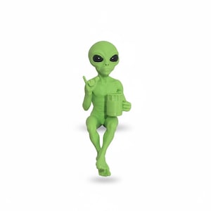 Green Alien Figurine | Funny Space Decor | UFO Lover Gift | Extraterrestrial Desk Ornament | Sci-Fi Collectible