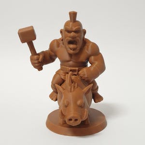 3D Printed Warrior Riding Boar Figurine | Fantasy Game Decor