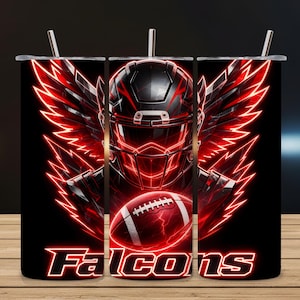Falcons Football Tumbler Wrap PNG | Mascot Sublimation Design (Digital Download)