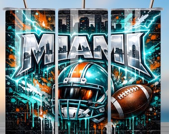 Miami voetbalgraffiti sublimatie png | 20oz mager omslagontwerp voor beker | Directe digitale download