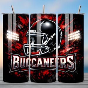Vaso de fútbol americano de los Buccaneers, PNG/Diseño de sublimación delgado de 20 oz (descarga digital)