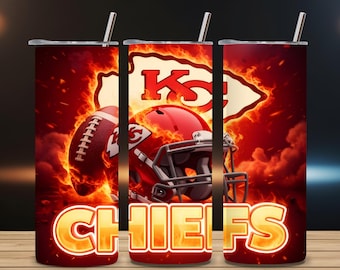 Chiefs Tumbler Wrap, png, 20 oz skinny voetbalsublimatie (digitale download)