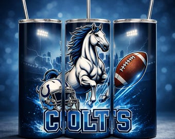 Colts Tumbler Wrap, png, voetbal sportontwerp (digitale download)