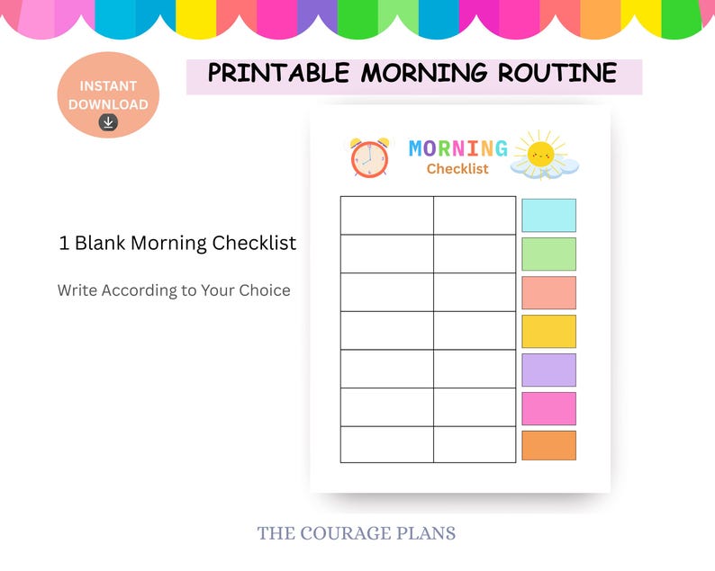Kids Morning & Bedtime Routine Chart: Printable Checklist (PDF Download ...