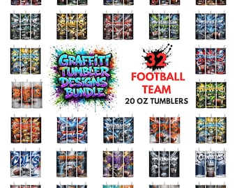 Wikkelbundel graffiti voetbalbeker | Magere beker van 20 oz, png (digitale download)