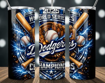 LA Baseball Champions 20oz Tumbler Wrap | 2025 World Series Champions | Skinny Tumbler PNG Sublimation Design