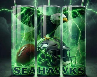 Seahawks Tumbler Wrap, PNG | Sublimatieontwerp voetbalmascotte (digitale download)