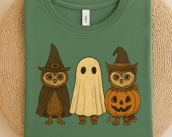 Ghost Owl Halloween PNG, Cute Boo Ghost Owl Pumpkin Clipart, Fall Sublimation Design for Shirts, Mugs, Stickers, Tumblers & Spooky Crafts