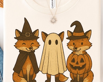Ghost Fox Halloween PNG, Cute Fox Pumpkin Clipart, Woodland Animal Fall Sublimation Shirt Design, Mugs, Tumblers & Spooky Season Crafts