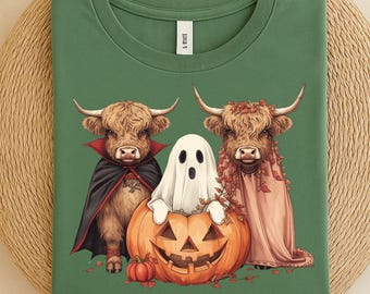 Boo Ghost Highland Cow Png, Halloween Cow PNG, Halloween Shirt, Autumn Png, Halloween Sublimation Design, Pumpkin Cow Shirt Png, Fall Png
