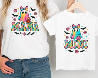 Halloween Neon Mama Mini Png, Halloween Rainbow Checkered Png, Spooky Mama, Spooky Season Png, Halloween Cute Neon Ghost Png, Sublimation