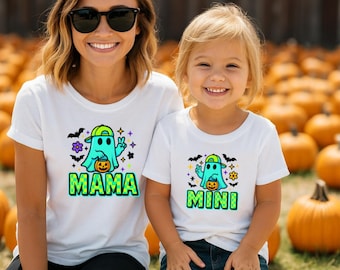 Halloween Neon Mama Mini Ghost Png, Cool Retro Halloween Neon Clipart, Matching Matching Sublimation Cricut Design, Spooky Mama Season Png