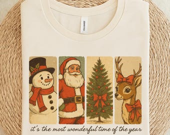 Trendy Christmas PNG, Vintage Christmas It's the Most Wonderful Time of the Year Graphic, Holiday Sublimation Digital Download for Shirts