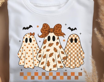 Fantasma de Halloween a cuadros, PNG, Fantasma de lunares, Coqueta, Sublimación retro de Halloween, Temporada espeluznante, Diseño de tendencia