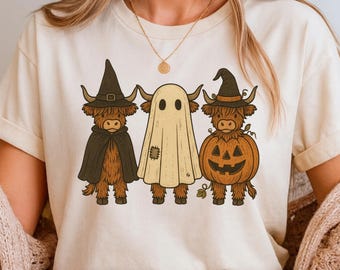 Highland Cow Halloween PNG, Cute Pumpkin Clipart, Spooky Season Sublimation Design, Digital Download for Fall Crafts, Autumn Halloween Shirt