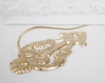 Vintage Gold Receipt Wall Hook, Gold Metal Receipt Hook, Vintage Restaurant Orders Hook, Gold Brocade Receipt Hook, Antique Receipt Hook