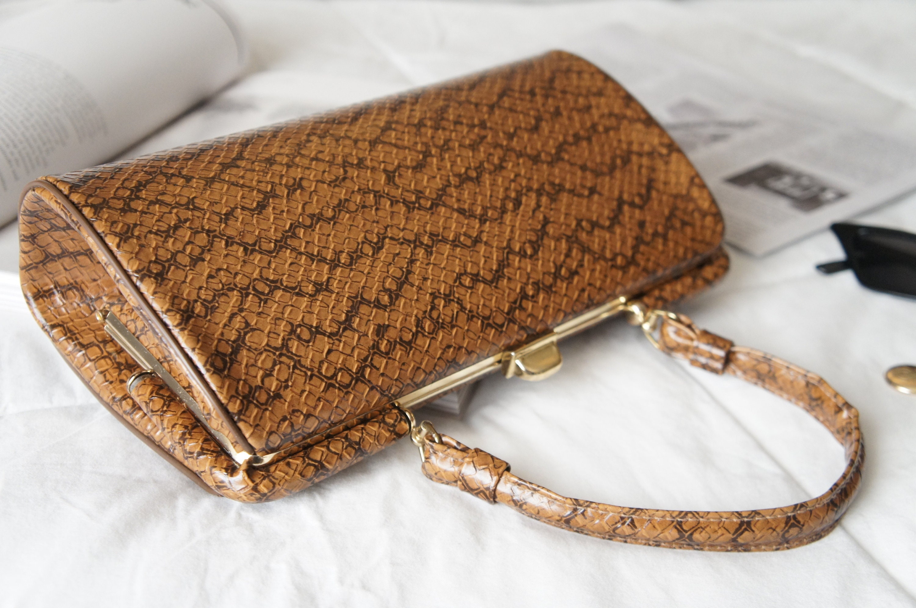 leather animal print purse