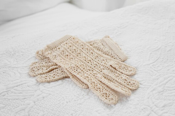 Vintage Crochet Lace Gloves, Antique Lace Gloves,… - image 2