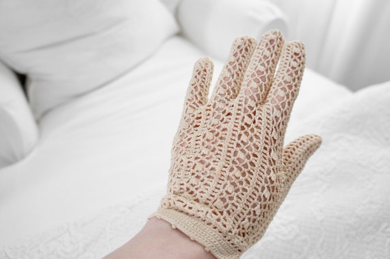 Vintage Crochet Lace Gloves, Antique Lace Gloves,… - image 8