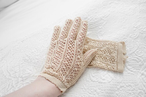 Vintage Crochet Lace Gloves, Antique Lace Gloves,… - image 4