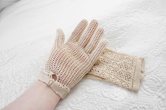 Vintage Crochet Lace Gloves, Antique Lace Gloves,… - image 6