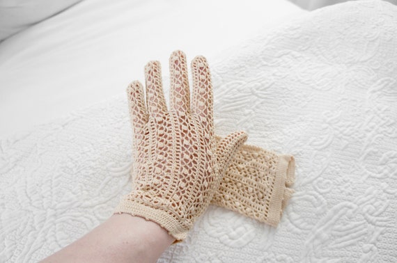 Vintage Crochet Lace Gloves, Antique Lace Gloves,… - image 5