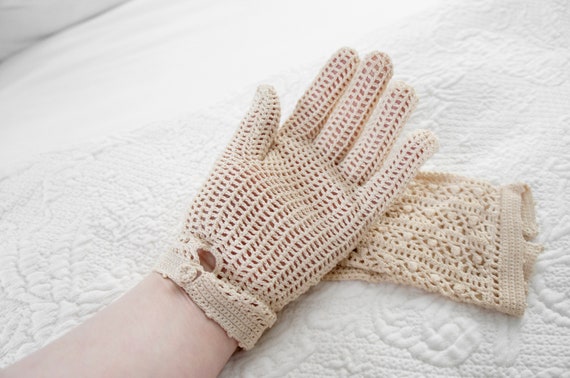 Vintage Crochet Lace Gloves, Antique Lace Gloves,… - image 10