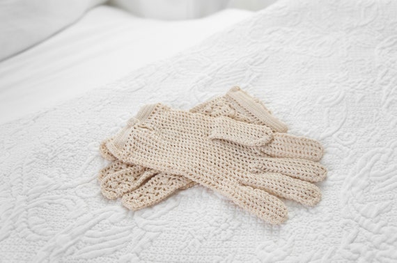 Vintage Crochet Lace Gloves, Antique Lace Gloves,… - image 3