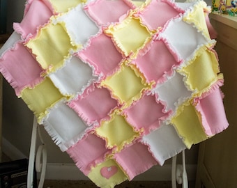 Baby Blanket Rag Quilt Gift for Her Nursery Decor Snuggle Blanket Handmade Baby Shower Gift