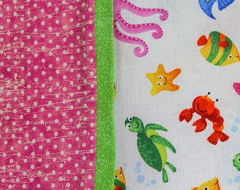 Pillowcase Standard Size One-of-a-Kind Whimsical Sea Creatures gift Nursery Decor Baby Shower Gift For Her