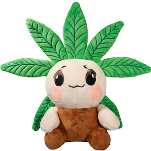Kawaii Weed Nug Plushie - Funny Stoner Gift, 420 Decor, Marijuana Stuffed Animal, Weed Toy, Cannabis Plush for Collectors & Anime Lovers