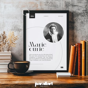 Marie Curie Quotes Prints, Inspirational Art Print, Science Chemistry Classroom Posters, Library Decorations, Student Gifts