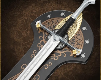 Espada legendaria de acero hecha a mano del rey Aragorn, espada vikinga, réplica de la espada maestra, regalo para novio, regalo para él.