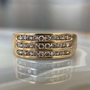 Anneau diamant, anneau cigare en or, bague diamant multi-rangs, bague en or tendance, large anneau diamant, bague unisexe en or, bague de luxe