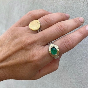 All Seeing Eye - silver ring with emerald, sapphire, or ruby in solid gold setting