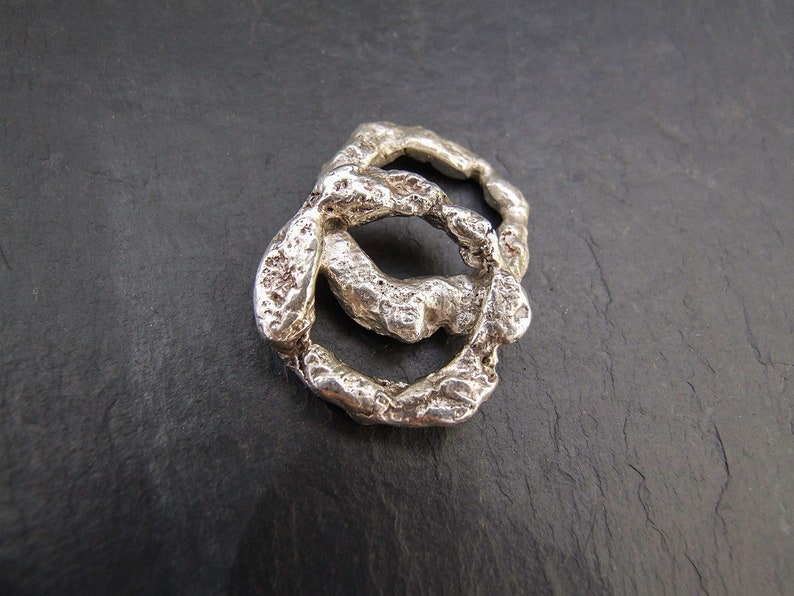 Organic earthy wedding ring unisex shiny silver reticulated Etsy