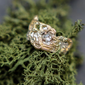 Maximus - silver gold crocheted ring with amethyst