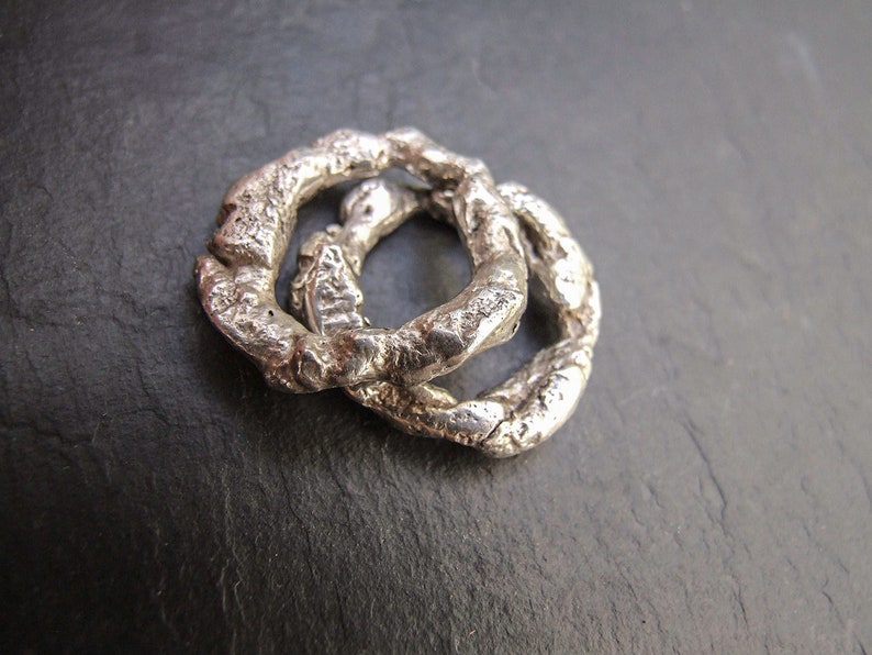 Organic earthy wedding ring unisex shiny silver reticulated Etsy