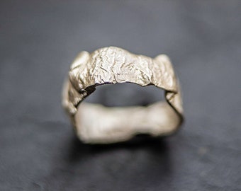 Origami - getextureerde zilveren ring
