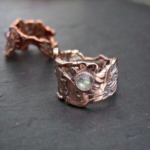 Arabesque crocheted ring with labradorite in rose gold-plated silver or gold image 5