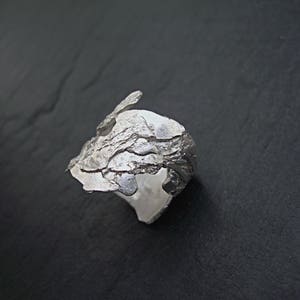 Woody - textured sculptural fused silver ring