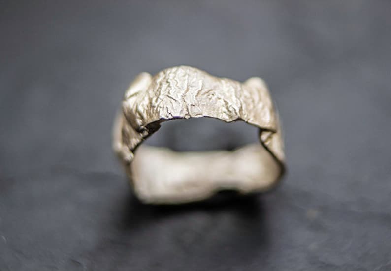 Origami textured silver ring image 3