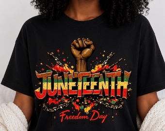 ジューンティーンス（奴隷解放記念日）の拳を突き上げたTシャツ、自由の日抗議Tシャツ