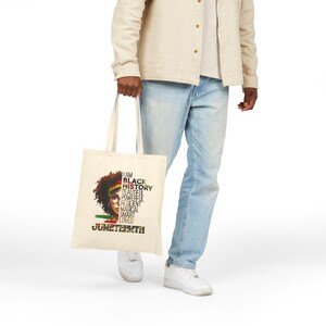 Juneteenth Black History Portrait Tote Bag | I Am Black History Text image 5