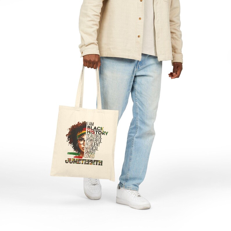 Juneteenth Black History Portrait Tote Bag | I Am Black History Text image 5